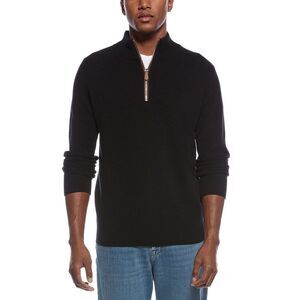 Kier + J Mens  Raglan Wool & Cashmere-Blend 1/4-Zip Sweater, Black